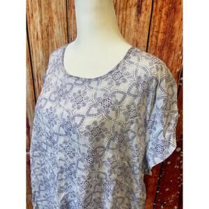 Cynthia Rowley floral blouse size 1X silky short sleeve